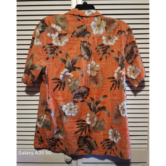 Hard Rock Hotel Riviera Maya Orange Hawaiian Shirt XL 100% Cotton Tropical Flora - Picture 5 of 6